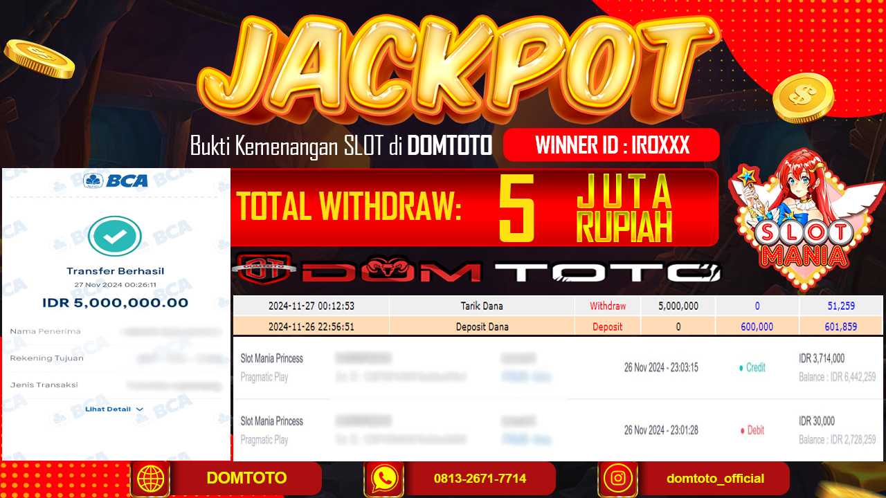 JACKPOT  SLOT MANIA PRINCESS 26 NOVEMBER 2024